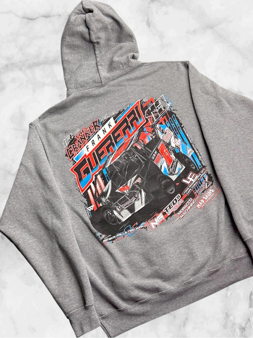 Frank Guerreri The Cranker Mens M Gray Sprint Car Racing Graphic Pullover Hoodie